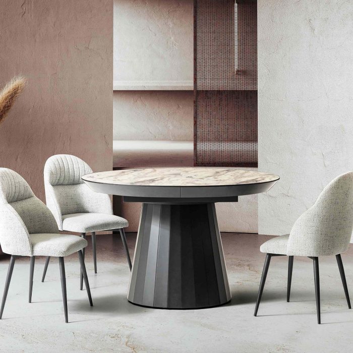 Masa extensibila din HPL, MDF si metal, Jazz, L130xl130xH78cm