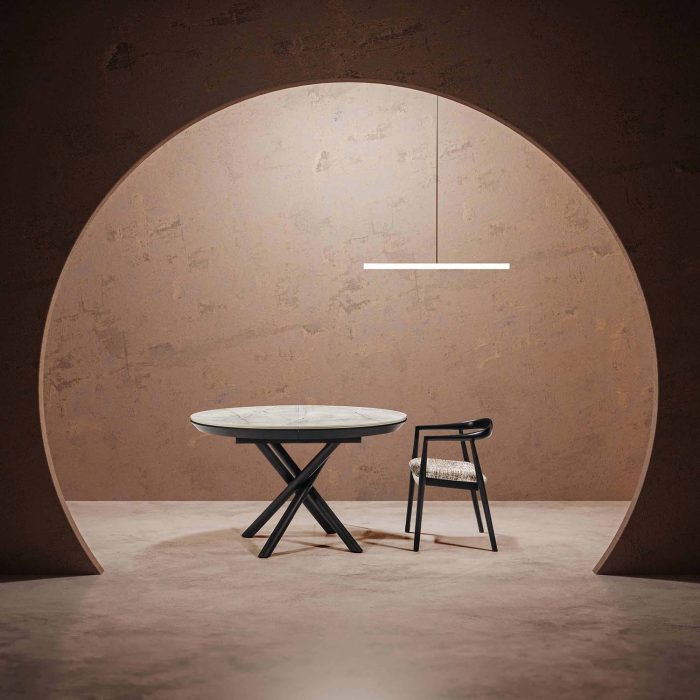 Masa extensibila din HPL, MDF si metal, Ocean, L130xl130xH78cm